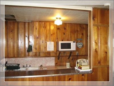 queen bed at Timberline Lodge cabin # 5