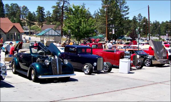 2014 Big Bear Annual Antique Auto Car Show and Fun Run around Big Bear Lake - Best viewing area Timberline Lodge Big Bear